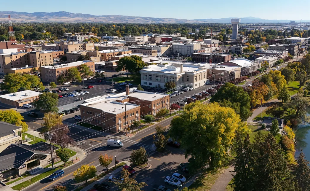 Downtown Idaho Falls, ID from above